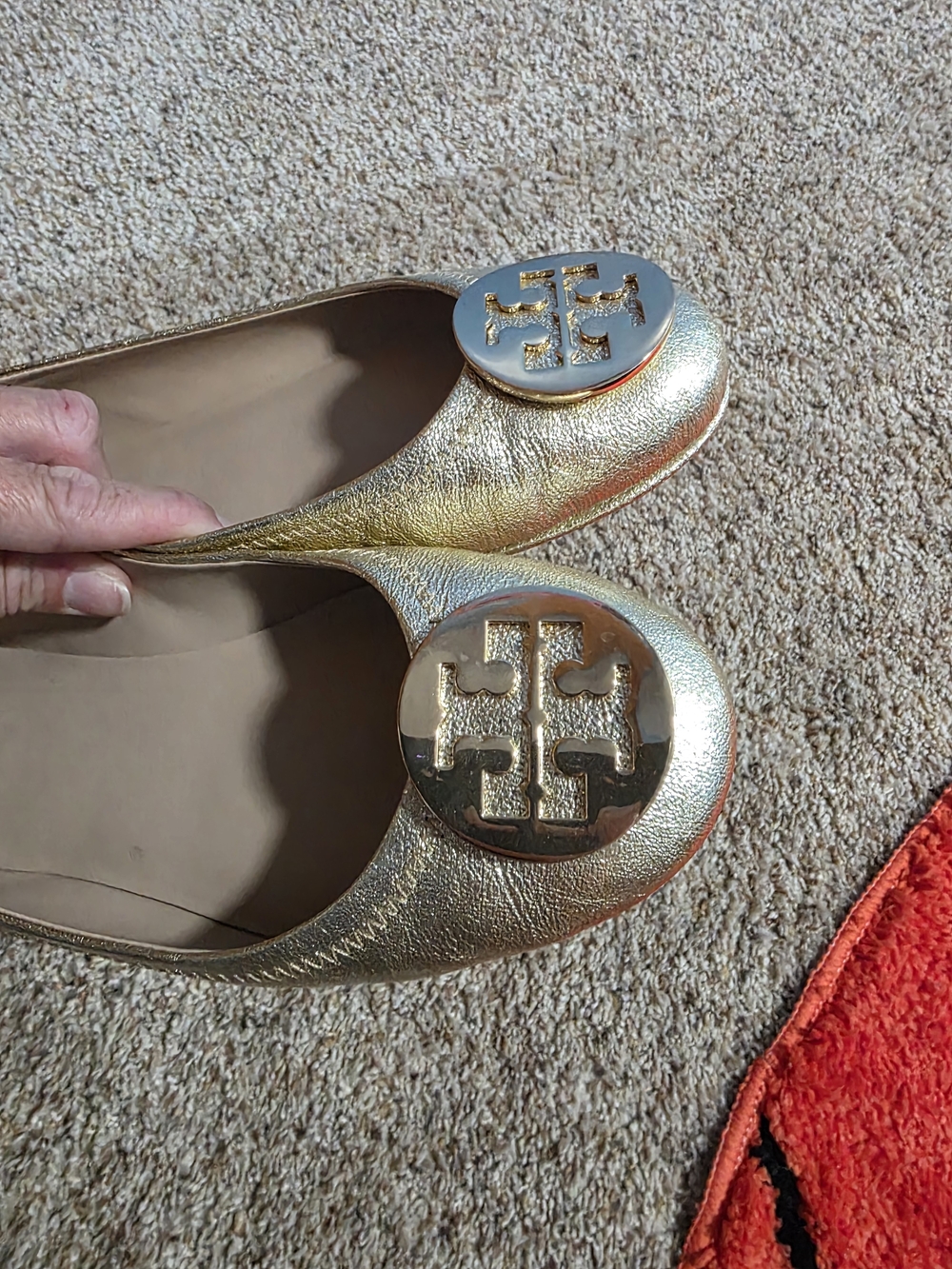 Tory Burch Gold Metallic Reyna Ballet Flats - Picture 2 of 4
